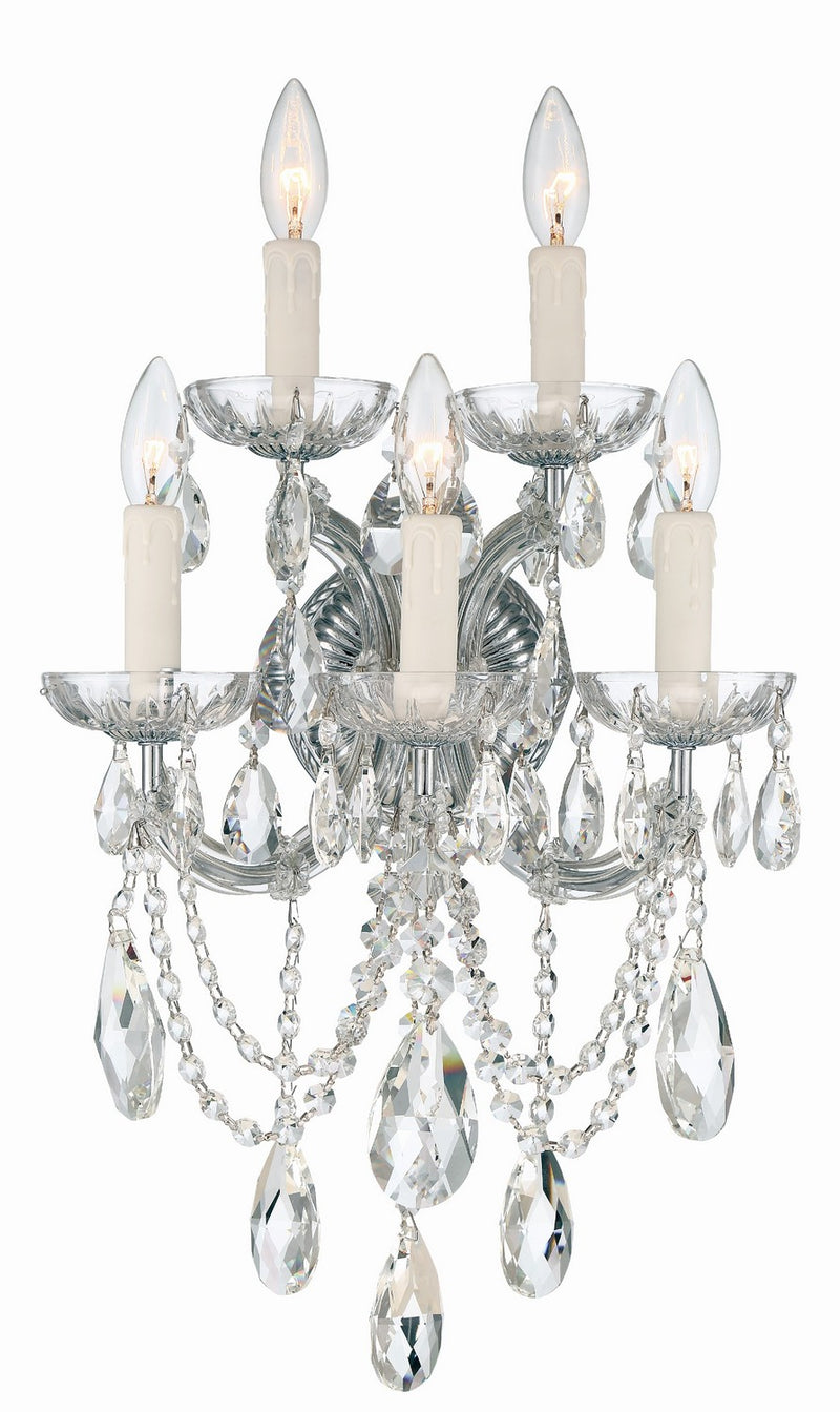 Crystorama 4425-CH-CL-MWP Maria Theresa Five Light Wall Sconce Polished Chrome Main Image.jpg