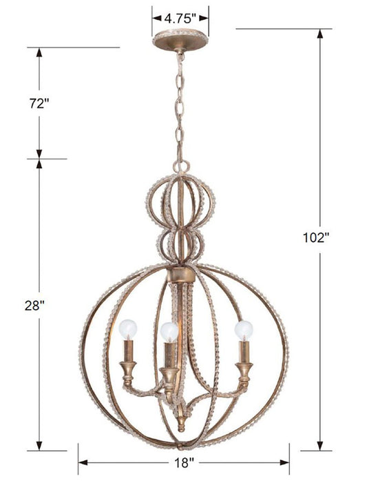 Crystorama 6765-DT Garland Three Light Mini Chandelier Distressed Twilight Alternate Image 2.jpg