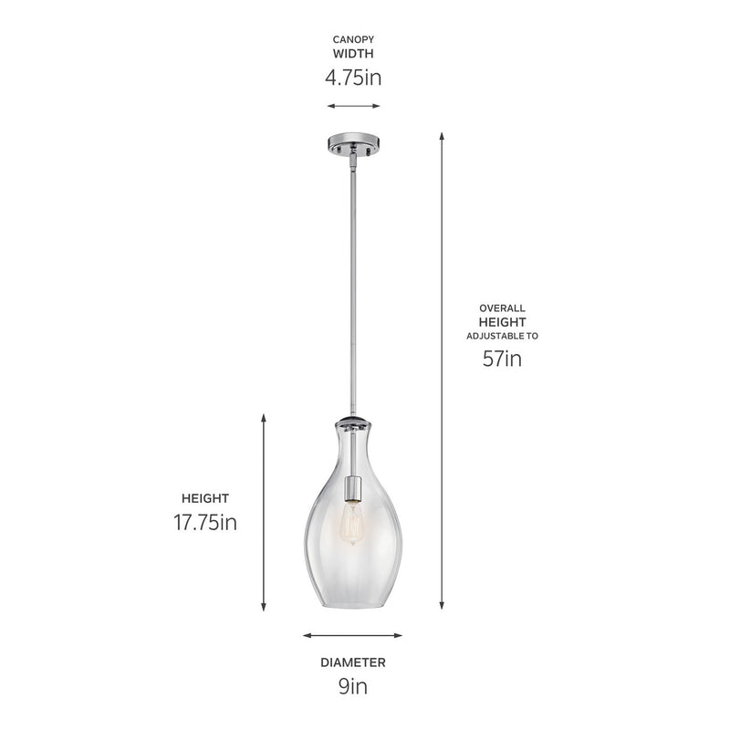 Kichler 42047CH One Light Pendant, Chrome (2)