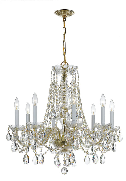Crystorama 1138-PB-CL-S Traditional Crystal Eight Light Chandelier Polished Brass Main Image.jpg