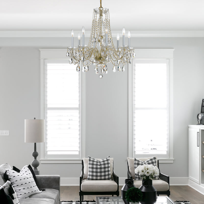 Crystorama 1138-PB-CL-SAQ Traditional Crystal Eight Light Chandelier Polished Brass Alternate Image 4.jpg