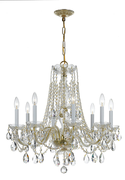 Crystorama 1138-PB-CL-SAQ Traditional Crystal Eight Light Chandelier Polished Brass Main Image.jpg