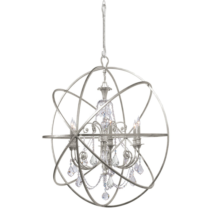 Crystorama 9219-OS-CL-SAQ Solaris Six Light Chandelier Olde Silver Main Image.jpg