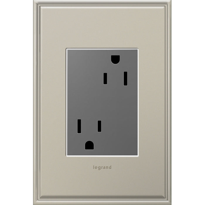 Legrand ARTR153M4 Adorne Tamper-Resistant Outlet, Plus Size, Magnesium Alternate Image 2