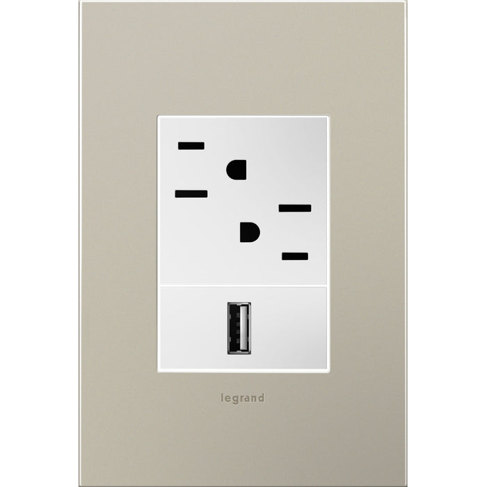 Legrand AWC1G3SN4 Adorne Wall Plate, Nickel Alternate Image 1