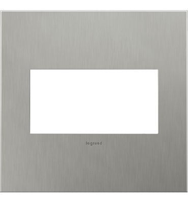 adorne® AWC2GBS4 Brushed Stainless Steel Two-Gang Screwless Wall Plate Main Image.jpg