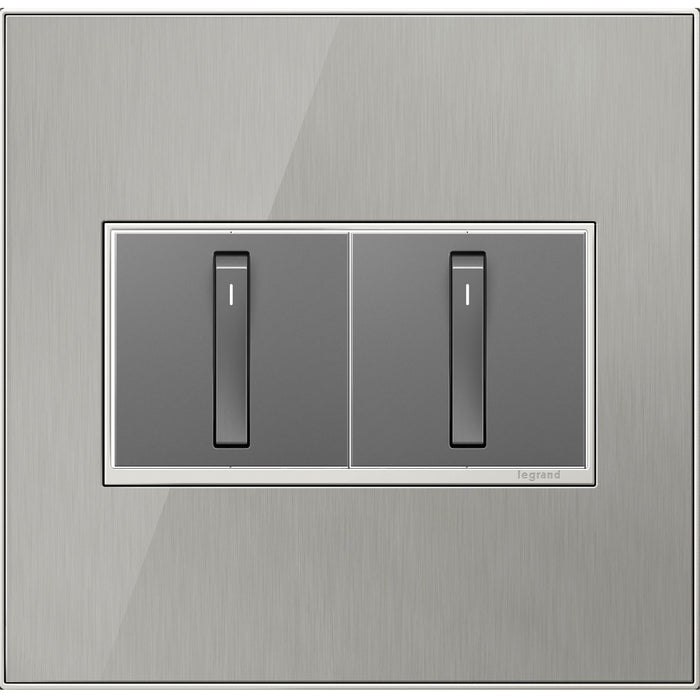 Legrand AWM2GMS4 Adorne Gang Wall Plate, Brushed Stainless Alternate Image 1