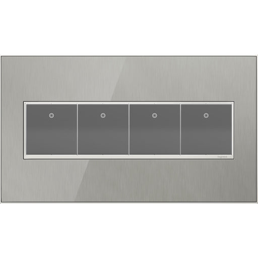 Legrand AWM4GMS4 Adorne Gang Wall Plate, Brushed Stainless Alternate Image 1