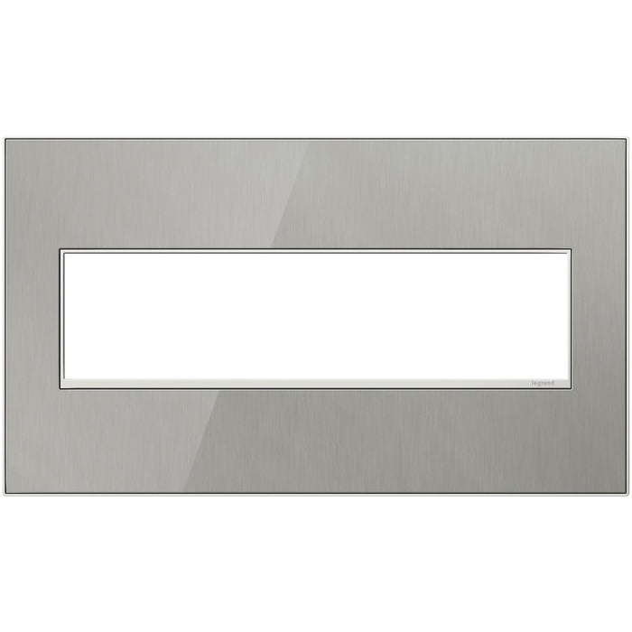 Legrand AWM4GMS4 Adorne Gang Wall Plate, Brushed Stainless Main Image