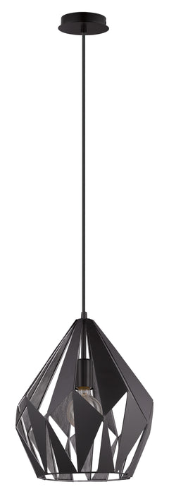 EGLO 49255A Carlton 1-Light Geometric Pendant w/ A Black Outer Finish & Silver Interior Finish, 60W A19 Main Image.jpg