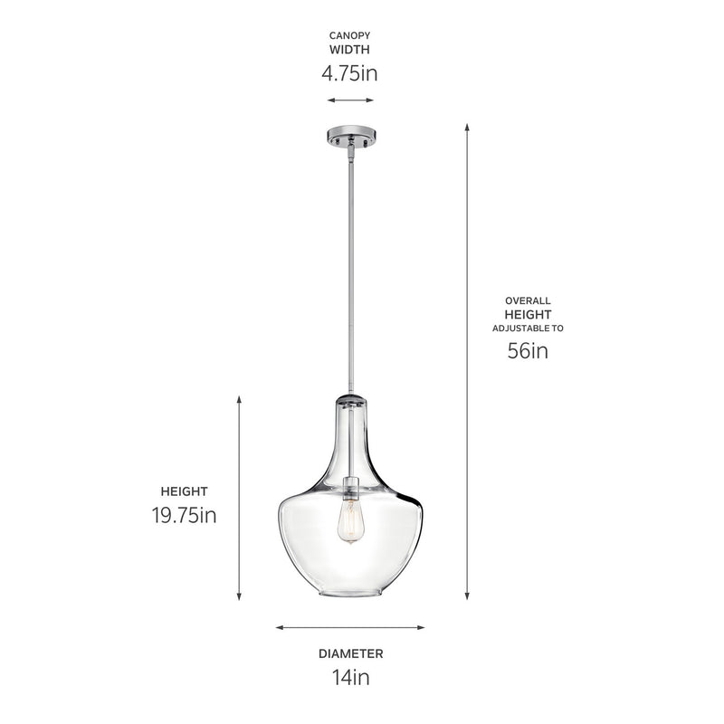 Kichler 42046CH One Light Pendant, Chrome (2)