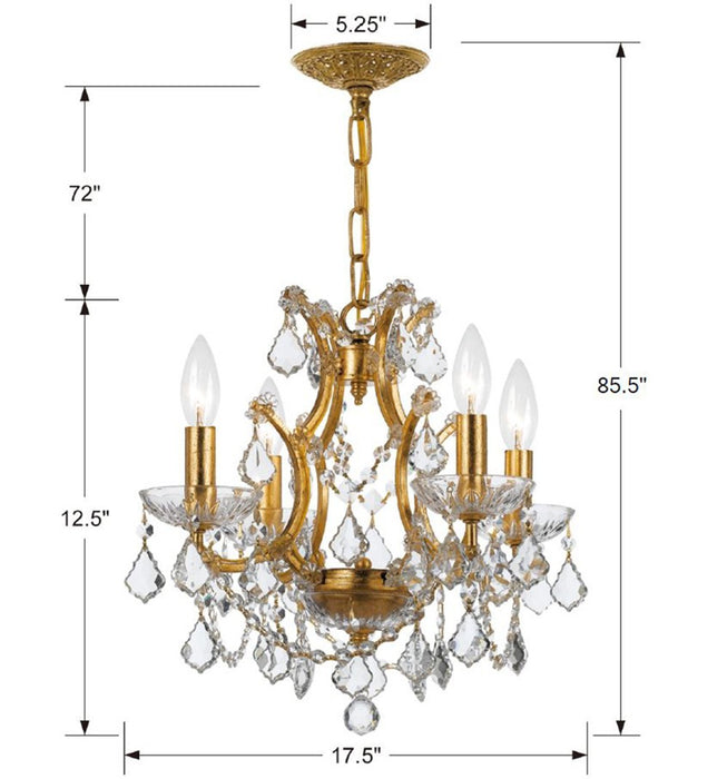 Crystorama 4454-GA-CL-S Filmore Four Light Mini Chandelier Antique Gold Alternate Image 4.jpg