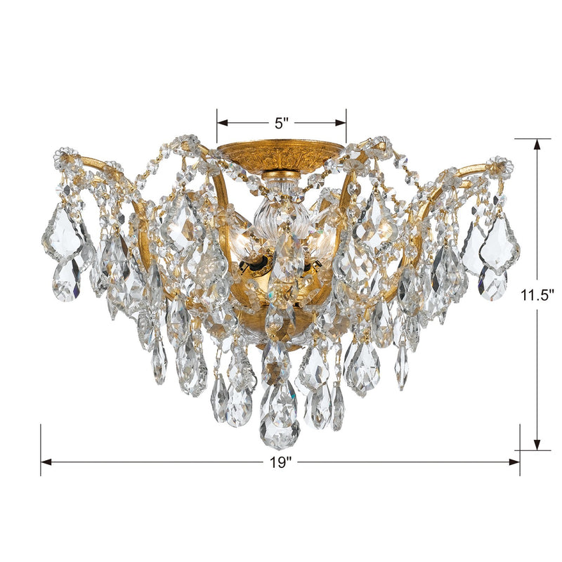 Crystorama 4457-GA-CL-SAQ Filmore Five Light Flush Mount Antique Gold Alternate Image 2.jpg