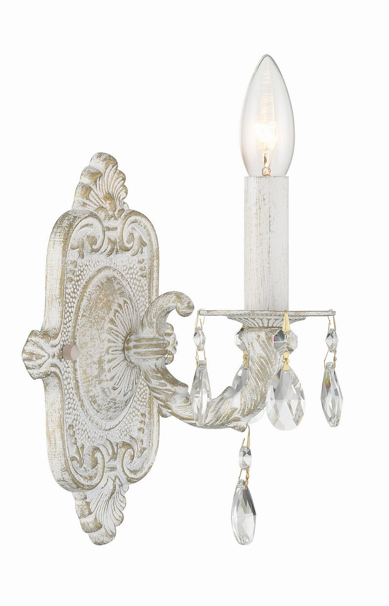 Crystorama 5021-AW-CL-S Paris Market One Light Wall Sconce Antique White Main Image.jpg