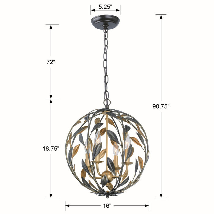 Crystorama 504-EB-GA Broche Four Light Mini Chandelier English Bronze / Antique Gold Alternate Image 4.jpg