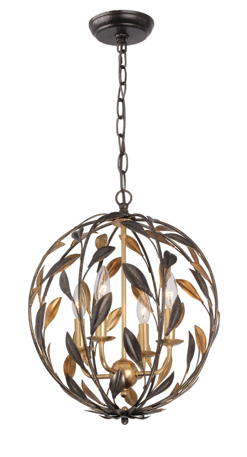Crystorama 504-EB-GA Broche Four Light Mini Chandelier English Bronze / Antique Gold Main Image.jpg