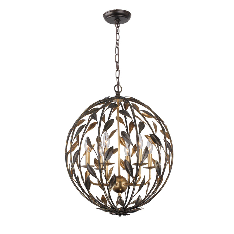 Crystorama 506-EB-GA Broche Six Light Chandelier English Bronze / Antique Gold Alternate Image.jpg