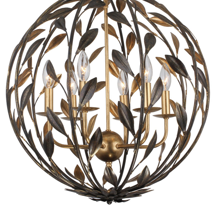 Crystorama 506-EB-GA Broche Six Light Chandelier English Bronze / Antique Gold Alternate Image 4.jpg