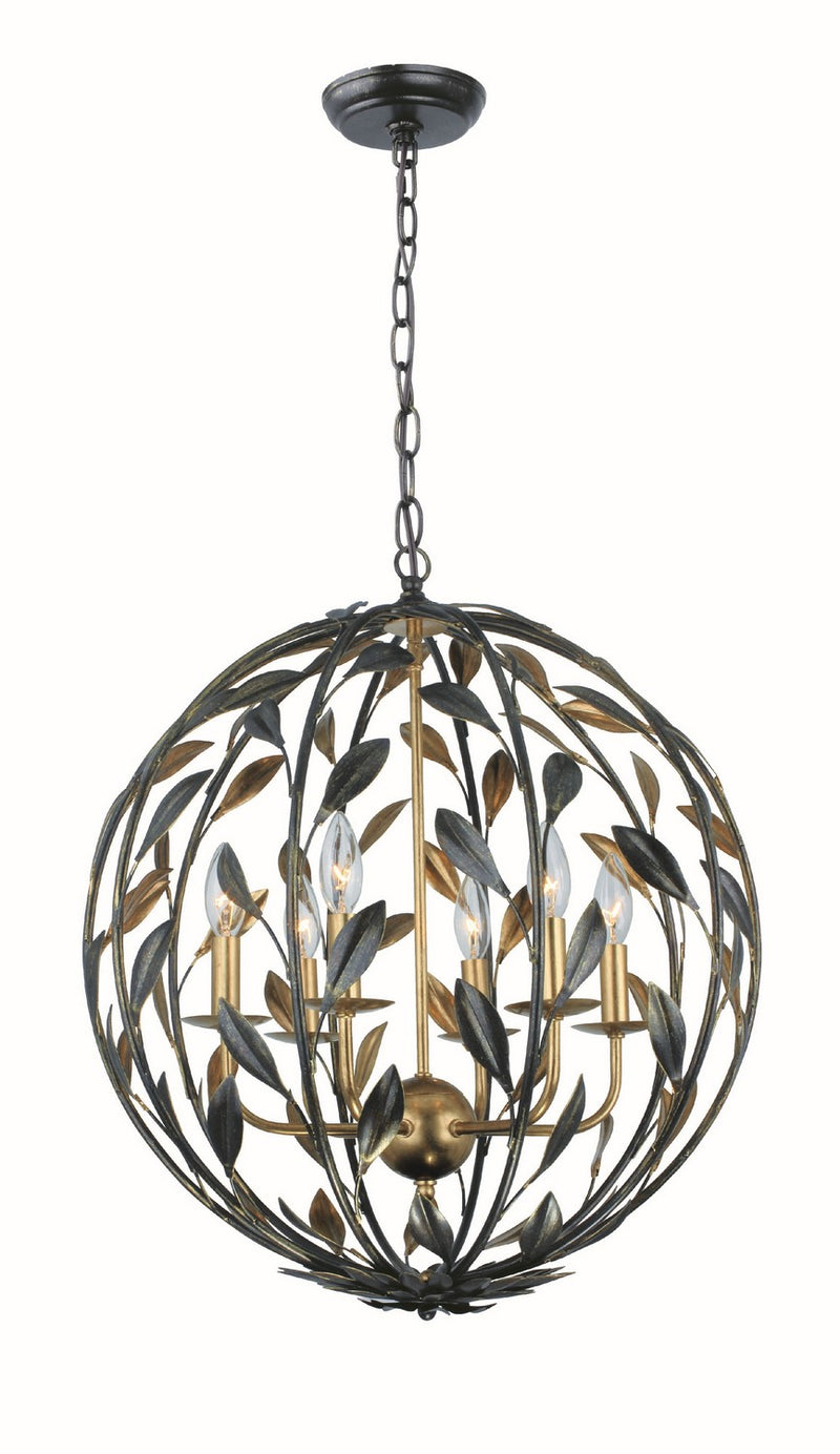 Crystorama 506-EB-GA Broche Six Light Chandelier English Bronze / Antique Gold Main Image.jpg