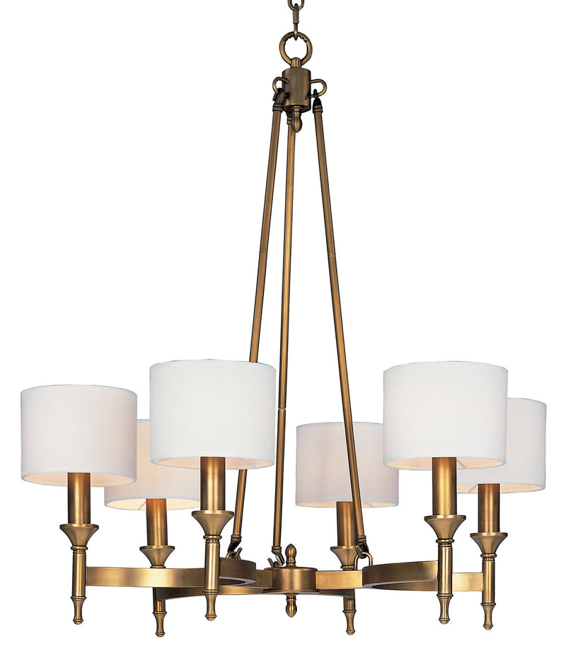 Maxim 22375OMNAB Fairmont Six Light Chandelier, Natural Aged Brass Main Image.jpg