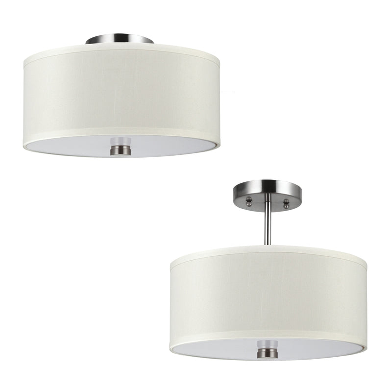 Visual Comfort Studio 77262-962 Dayna Shade Pendants Two Light Semi-Flush Convertible Pendant, Brushed Nickel Main Image.jpg