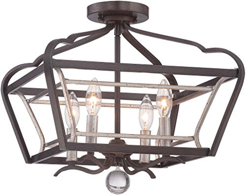 Minka-Lavery 4347-593 Astrapia Four Light Semi Flush Mount, Dark Rubbed Sienna With Aged Silver Alternate Image.jpg