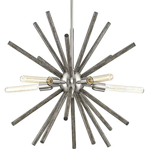 Progress P400270-009 Thorpe Collection Five-Light Brushed Nickel Mid-Century Modern Style Chandelier Light Alternate Image.jpg