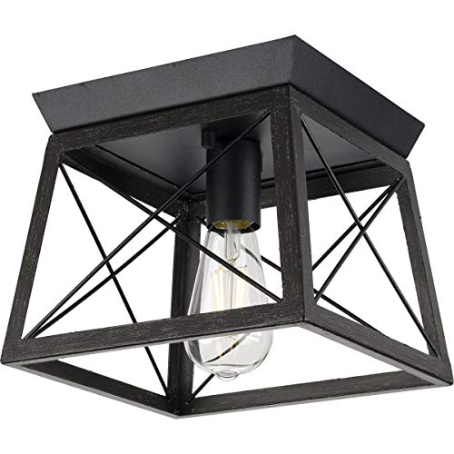 Progress P350022-031 Briarwood Collection One-Light Textured and Cerused Black Farmhouse Style Flush Mount Ceiling Light Alternate Image.jpg