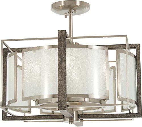 Minka-Lavery 4561-098 Tyson'S Gate Four Light Pendant(Convertible To Semiflush), Brushed Nickel W/Shale Wood Alternate Image 2.jpg