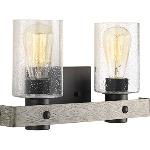 Progress P300124-143 Gulliver Collection Two-Light Graphite Clear Seeded Glass Coastal Bath Vanity Light Alternate Image.jpg