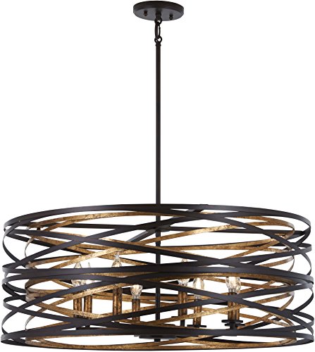 Minka-Lavery 4677-111 Vortic Flow Eight Light Pendant, Dark Bronze w/Mosaic Gold Alternate Image.jpg