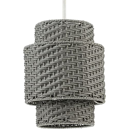 Progress P550084-151 Manteo One-Light Cottage White with Weathered Grey Rattan Indoor/Outdoor Hanging Pendant Light Alternate Image.jpg