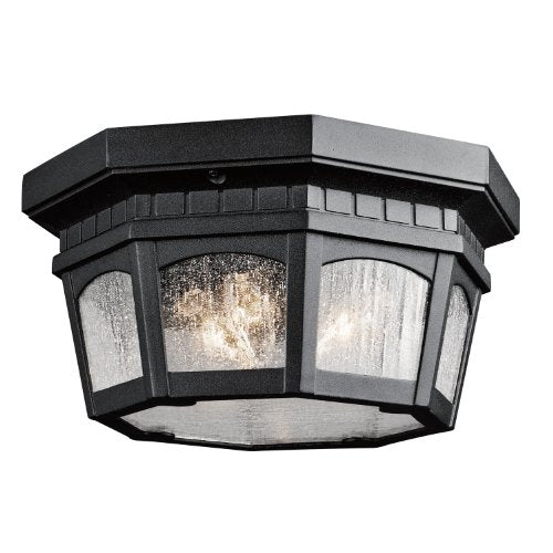 Kichler 9538BKT Courtyard Three Light Outdoor Ceiling Mount, Textured Black Alternate Image.jpg