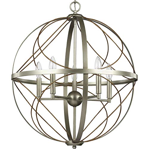 Progress P500287-134 Brandywine Collection Five-Light Silver Ridge Farmhouse Pendant Light Alternate Image.jpg