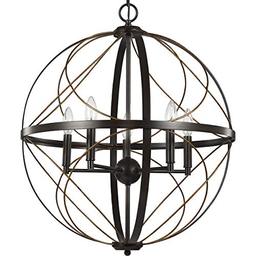 Progress P500287-020 Brandywine Collection Five-Light Antique Bronze Farmhouse Pendant Light Alternate Image.jpg