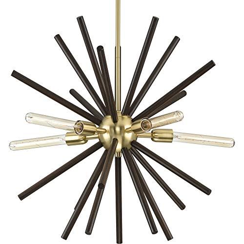 Progress P400270-012 Thorpe Collection Five-Light Satin Brass Mid-Century Modern Style Chandelier Light Alternate Image.jpg