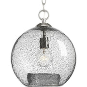 Progress P500063-009 Malbec Collection One-Light Brushed Nickel Clear Textured Glass Global Pendant Light Alternate Image.jpg