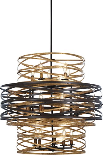 Minka-Lavery 4679-111 Vortic Flow 18 Light Chandelier, Dark Bronze w/Mosaic Gold Alternate Image.jpg