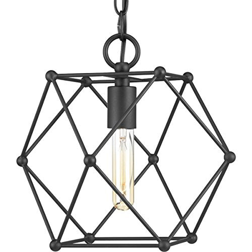 Progress P500082-031 Spatial Collection One-Light Matte Black Global Pendant Light Alternate Image.jpg