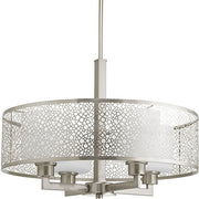 Progress P5156-09 Mingle Collection Four-Light Brushed Nickel Etched Parchment Glass Global Pendant Light Alternate Image.jpg