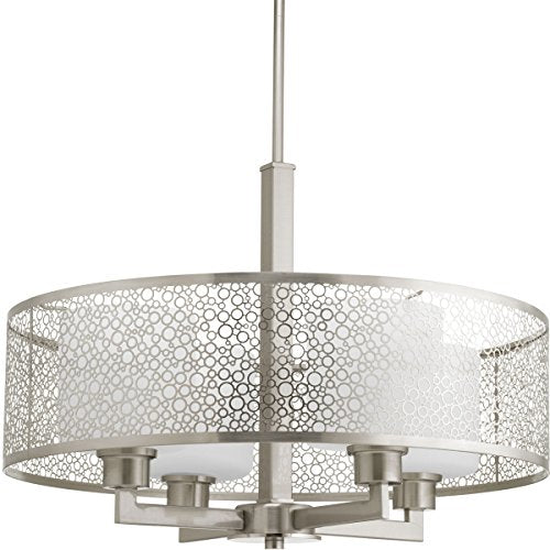 Progress P5156-09 Mingle Collection Four-Light Brushed Nickel Etched Parchment Glass Global Pendant Light Alternate Image.jpg