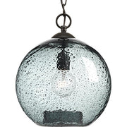 Progress P500063-020 Malbec Collection One-Light Antique Bronze Recycled Blue Textured Glass Global Pendant Light Alternate Image.jpg