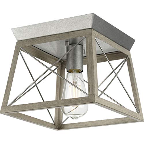 Progress P350022-141 Briarwood Collection One-Light Galvanized and Bleached Oak Farmhouse Style Flush Mount Ceiling Light Alternate Image.jpg