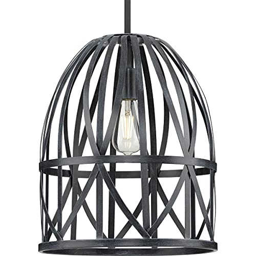 Progress P500343-187 Chastain Collection  One-Light Cerused Black Oak Basket Farmhouse Pendant Light Alternate Image.jpg