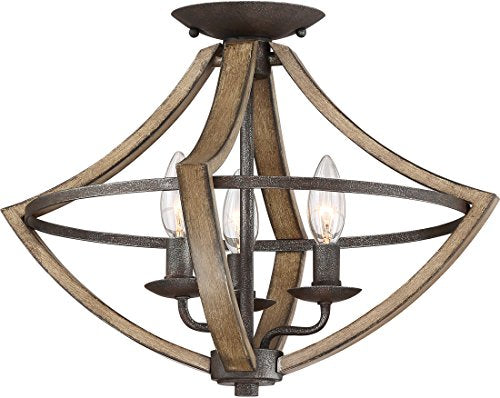 Quoizel SHR1716RK Shire Three Light Semi Flush Mount, Rustic Black Alternate Image 3.jpg