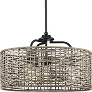 Progress P500308-031 Lavelle Collection Four-Light Matte Black and Mocha finish Rattan Hanging Pendant Light Alternate Image.jpg