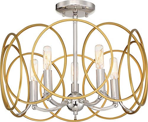 Minka-Lavery 4025-679 Chassell Five Light Pendant/Semi Flush, Painted Honey Gold With Polish Alternate Image.jpg