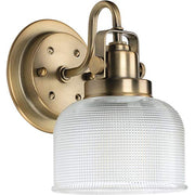 Progress P2989-163 Archie Collection One-Light Vintage Brass Clear Double Prismatic Glass Coastal Bath Vanity Light Alternate Image.jpg