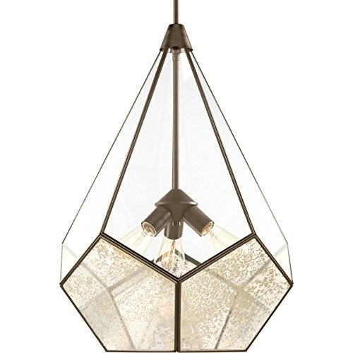 Progress P5322-20 Cinq Collection Three-Light Antique Bronze Antique Mirror Glass Global Pendant Light Alternate Image.jpg