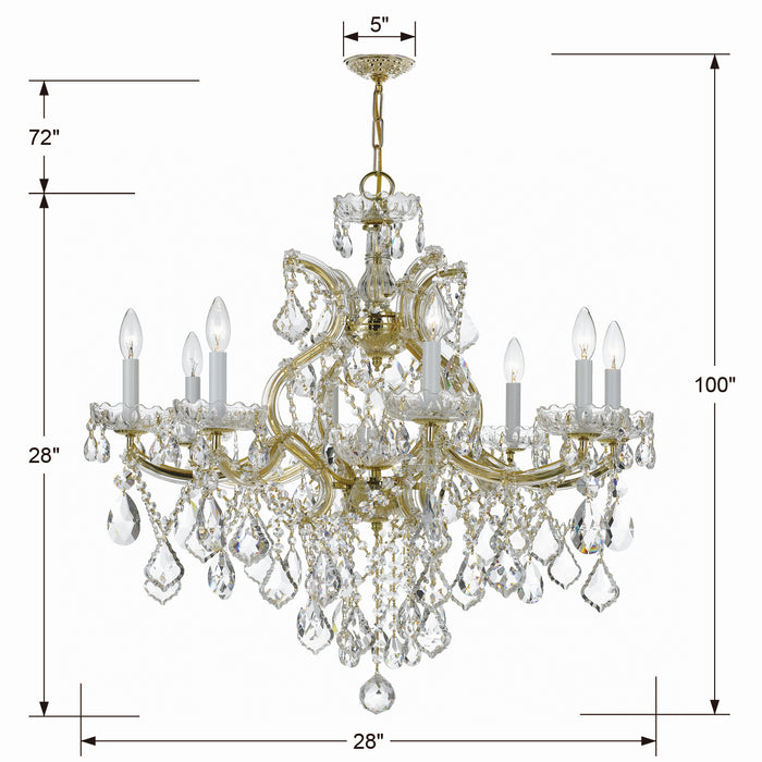 Crystorama 4409-GD-CL-MWP Maria Theresa Nine Light Chandelier Gold Alternate Image.jpg
